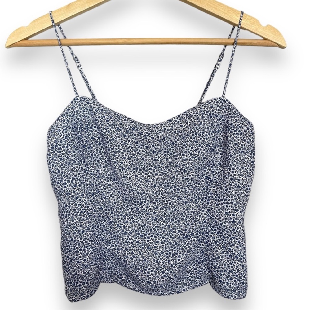 Abercrombie & Fitch Cropped Tank Top Floral Blue White‎